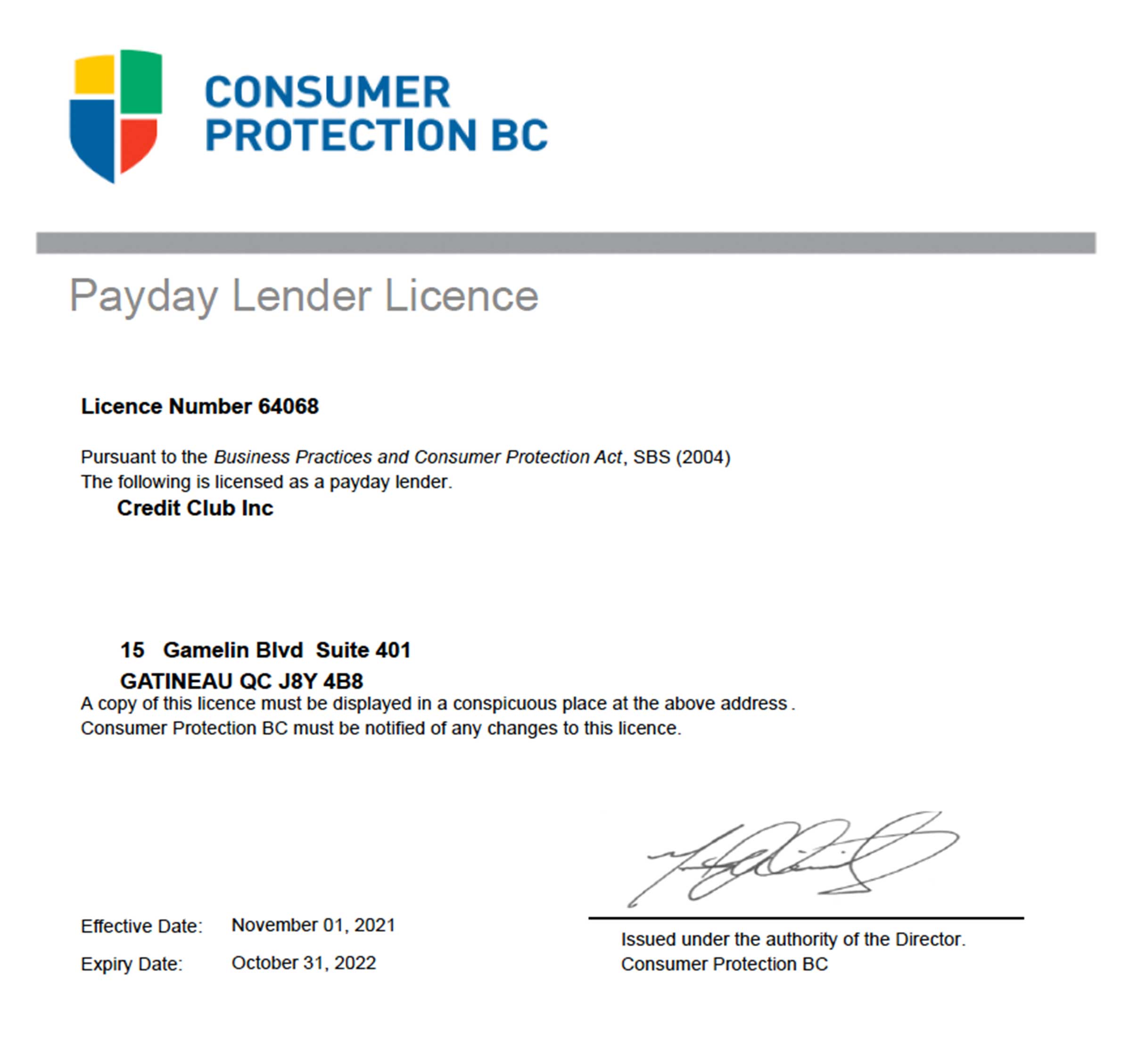British Columbia Credit Club's consumer protection BC