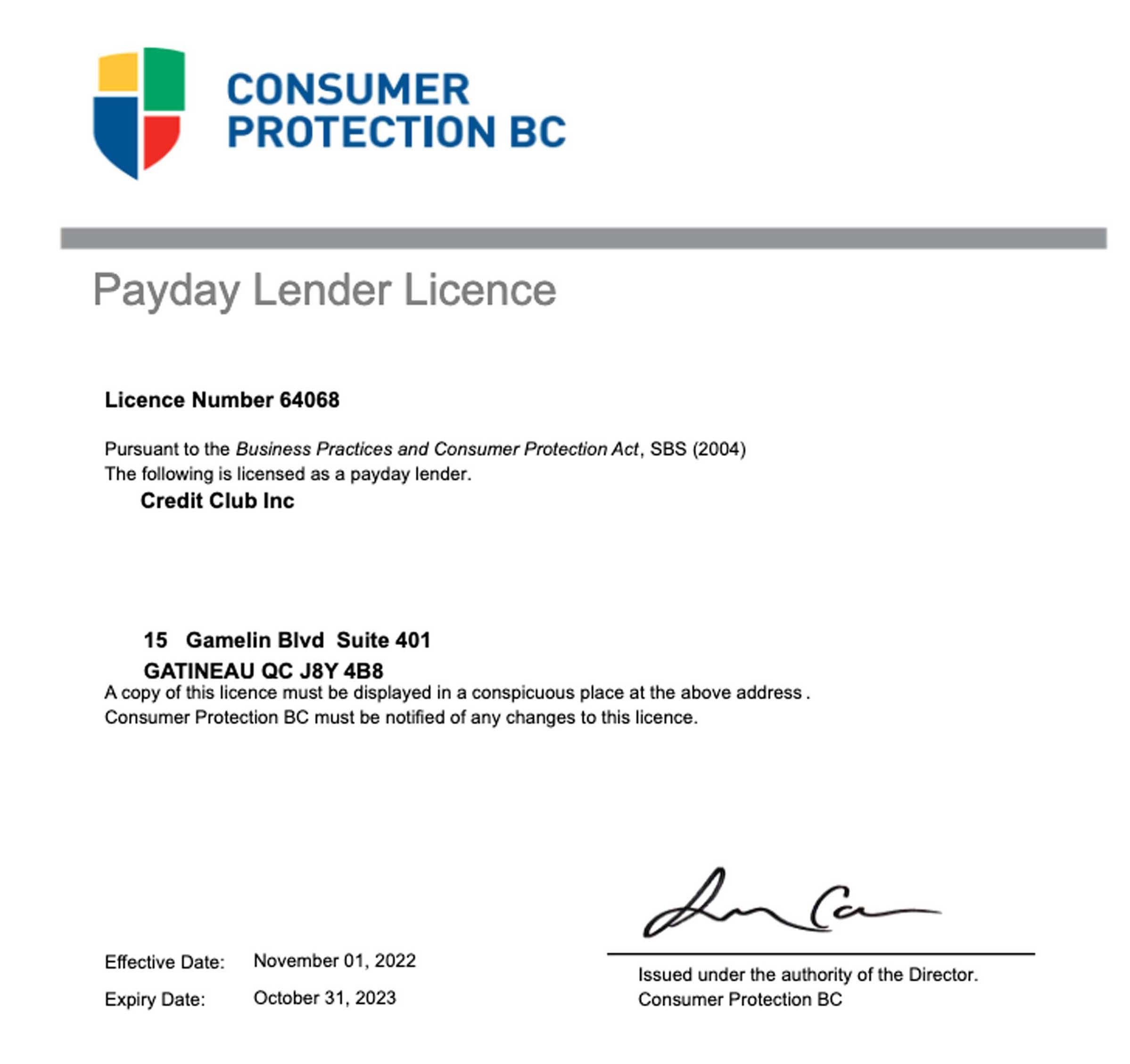 British Columbia Credit Club's consumer protection BC