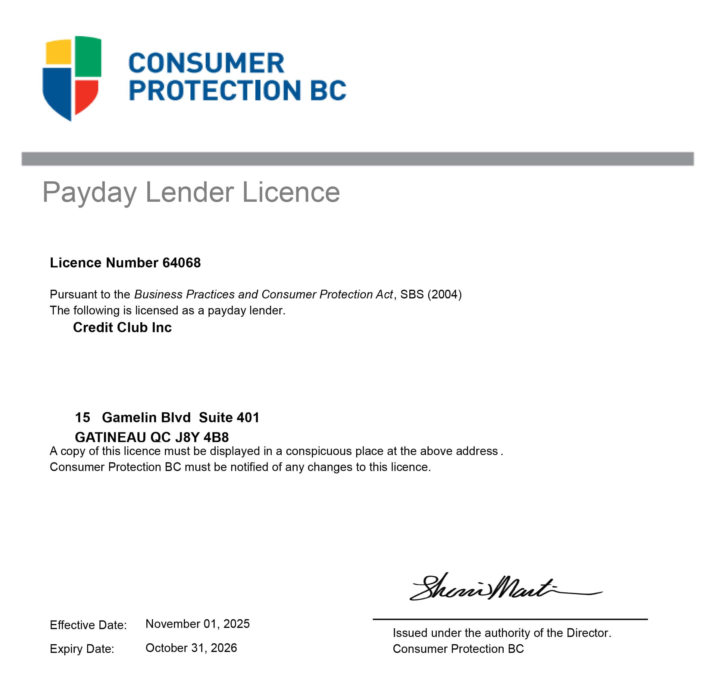British Columbia Credit Club's consumer protection BC
